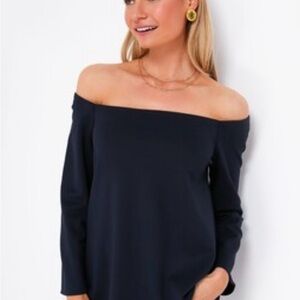 Tuckernuck Miranda Off the Shoulder Navy Blue Blouse size XL